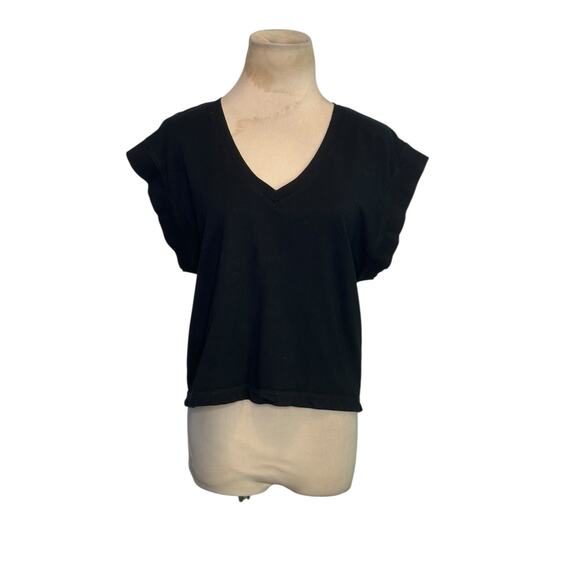 Zara black short sleeves V neck top size XS - Picture 9 of 14